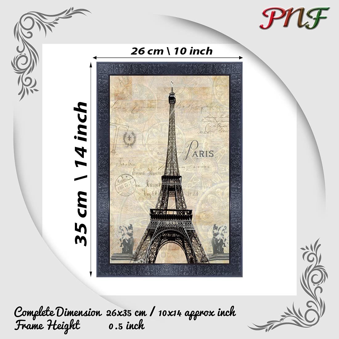 Pnf Poster And Frames Eiffel Tower Landscape Scenery Wooden Photo Frame With Acrylic Sheet | Living Room, Bedroom | Home Decorat